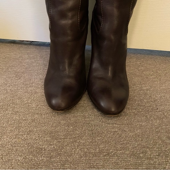 Missoni Brown Leather Boots Knit Striped Block Heel Knee High w/box 8.5 EU 38.5 - Picture 14 of 15